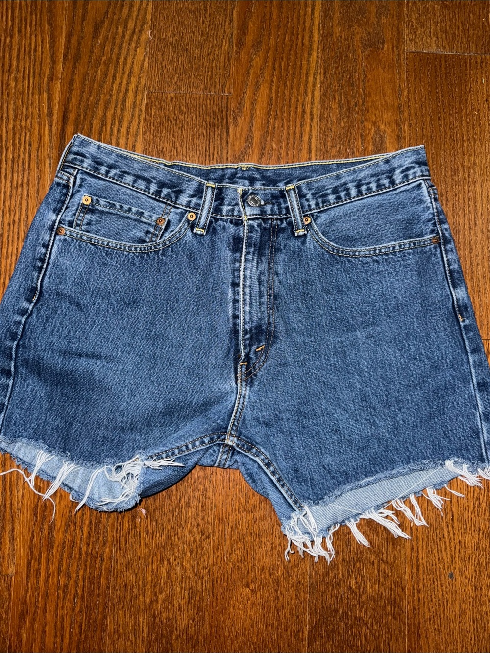 Levi's Blue Frayed Hem Denim Cutoff Shorts size 34